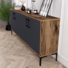 BUFFET MELAMINE WALNUT COLOR WITH CHARCOAL GREY DOORS 180x35x78Hcm. BUFFET MELAMINE WALNUT COLOR WITH CHARCOAL GREY DOORS 180x35x78Hcm.