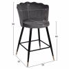 Medium Height Bar Stool VESNA C8736.01 Grey Velvet and Metal Frame 50x50x90cm. Medium Height Bar Stool VESNA C8736.01 Grey Velvet and Metal Frame 50x50x90cm.