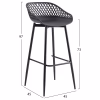 BAR STOOL  BLACK POLYPROPYLENE AND BLACK METAL LEGS 45x45x97Hcm.