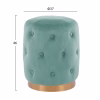 ROUND STOOL TORRIE  PISTACHIO GREEN VELVET-GOLD BASE Φ37x46Ηcm. ROUND STOOL TORRIE  PISTACHIO GREEN VELVET-GOLD BASE Φ37x46Ηcm.