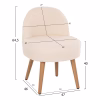 STOOL YASMINE  LOW BACKREST- BOUCLE FABRIC IN WHITE COLOR-WOODEN LEGS 47x46x64,5Hcm. STOOL YASMINE  LOW BACKREST- BOUCLE FABRIC IN WHITE COLOR-WOODEN LEGS 47x46x64,5Hcm.