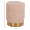STOOL LEVY  BOUCLE FABRIC ECRU-GOLD BASE Φ35x42Hcm. STOOL LEVY  BOUCLE FABRIC ECRU-GOLD BASE Φ35x42Hcm.