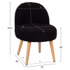 STOOL YASMINE  LOW BACKREST- BOUCLE FABRIC IN BLACK COLOR-WOODEN LEGS 47x46x64,5Hcm. STOOL YASMINE  LOW BACKREST- BOUCLE FABRIC IN BLACK COLOR-WOODEN LEGS 47x46x64,5Hcm.
