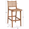 Bar Stool with Back NESHA Natural TEAK Wood - Beige Rope 45x57x110cm. Bar Stool with Back NESHA Natural TEAK Wood - Beige Rope 45x57x110cm.