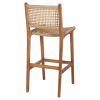 Bar Stool with Back NESHA Natural TEAK Wood - Beige Rope 45x57x110cm. Bar Stool with Back NESHA Natural TEAK Wood - Beige Rope 45x57x110cm.