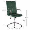 OFFICE CHAIR JOSEF  CYPRESS GREEN VELVET-INOX BASE 58x61x105-113Hcm.