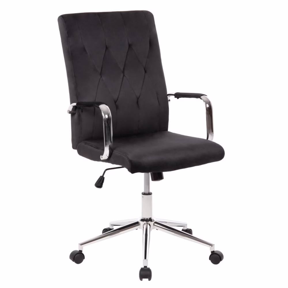 Καρέκλα γραφείου Josef μαύρο βελούδο-Inox βάση 58x61x105-113Υ εκ.