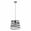 CEILING PENDANT LAMP  BLACK METAL CYLINDRICAL CAP 22-33x130Hcm.