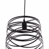 CEILING PENDANT LAMP  BLACK METAL CYLINDRICAL CAP 22-33x130Hcm.