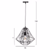 CEILING PENDANT LAMP  BLACK METAL MESH CAP 36x30x130Hcm.
