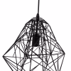 CEILING PENDANT LAMP  BLACK METAL MESH CAP 36x30x130Hcm.