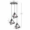 CEILING PENDANT LAMP  3 BLACK METAL CAPS PYRAMID Φ23x124Hcm.