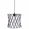 CEILING PENDANT LUMINAIRE  BLACK METAL-WHITE SYNTHETIC FABRIC Φ25x120Hcm.