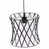 CEILING PENDANT LUMINAIRE  BLACK METAL-WHITE SYNTHETIC FABRIC Φ25x120Hcm.