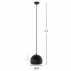 CEILING PENDANT LUMINAIRE  BLACK ALUMINUM SPHERICAL CAP Φ20x113Hcm.