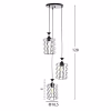 CEILING PENDANT LUMINAIRE  3-LIGHT BLACK METAL CAPS Φ34x128Hcm.