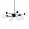 CEILING PENDANT MULTI-LIGHT  BLACK METAL WHITE GLASS Φ90x97,5Hcm.