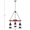 CEILING PENDANT 3-LIGHT FIXTURE  WOOD-METAL-GLASS 115H cm.