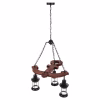 CEILING PENDANT 3-LIGHT FIXTURE  WOOD-METAL-GLASS 115H cm.