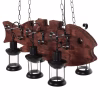 CEILING PENDANT 6-LIGHT  WOODEN FISH-BLACK METAL-GLASS 95x35x116H cm.