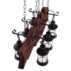 CEILING PENDANT 6-LIGHT  WOODEN FISH-BLACK METAL-GLASS 95x35x116H cm.