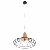 CEILING PENDANT LAMP  BLACK METAL-WOOD Φ39x117Hcm.