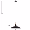 CEILING PENDANT LAMP  BLACK METAL-WOODEN DETAIL ON TOP 35x35x112H cm.