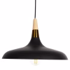 CEILING PENDANT LAMP  BLACK METAL-WOODEN DETAIL ON TOP 35x35x112H cm.