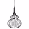 CEILING PENDANT LAMP  BLACK METAL-WHITE CLOTH Φ30x115H cm.