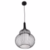 CEILING PENDANT LAMP  BLACK METAL-WHITE CLOTH Φ30x115H cm.