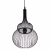 CEILING PENDANT LAMP  BLACK METAL-WHITE CLOTH Φ30x115H cm.