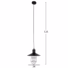 CEILING PENDANT LAMP  BLACK METAL-GLASS Φ26x125Hcm.