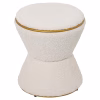 STOOL ROUND LINNER  BOUCLE FABRIC ECRU-GOLD DETAIL Φ38,5x43Hcm. STOOL ROUND LINNER  BOUCLE FABRIC ECRU-GOLD DETAIL Φ38,5x43Hcm.