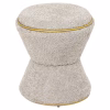 STOOL ROUND LINNER  BOUCLE FABRIC BEIGE-GOLD DETAIL Φ38,5x43Hcm. STOOL ROUND LINNER  BOUCLE FABRIC BEIGE-GOLD DETAIL Φ38,5x43Hcm.