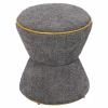 STOOL ROUND LINNER  BOUCLE FABRIC GREY-GOLD DETAIL Φ38,5x43Hcm. STOOL ROUND LINNER  BOUCLE FABRIC GREY-GOLD DETAIL Φ38,5x43Hcm.