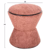 STOOL ROUND LINNER  BOUCLE FABRIC PINK-BLACK DETAIL D38x44 cm. STOOL ROUND LINNER  BOUCLE FABRIC PINK-BLACK DETAIL D38x44 cm.