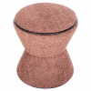 STOOL ROUND LINNER  BOUCLE FABRIC PINK-BLACK DETAIL D38x44 cm. STOOL ROUND LINNER  BOUCLE FABRIC PINK-BLACK DETAIL D38x44 cm.