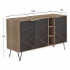 SIDEBOARD CABRON  MELAMINE IN SONAMA-BLACK MARBLE & BLACK METAL LEGS 142X40X83Hcm.