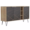 SIDEBOARD CABRON  MELAMINE IN SONAMA-BLACK MARBLE & BLACK METAL LEGS 142X40X83Hcm.