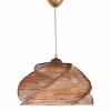 Φωτιστικό οροφής C7367.02 εσωτερικού χώρου κρεμαστό από ξύλο και bamboo καρυδί 36x36x65Υ εκ.