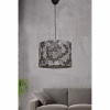 Φωτιστικό οροφής κρεμαστό μέταλλο και ύφασμα μαύρο γκρι 28x28x65Υ εκ.