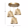 Φωτιστικό Οροφής C7512.01 Τρίφωτο Bamboo Χρυσό 35x85 εκ.