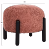 STOOL ROUND EWAN  PINK BOUCLE FABRIC-BLACK METAL LEGS Φ45x36Hcm. STOOL ROUND EWAN  PINK BOUCLE FABRIC-BLACK METAL LEGS Φ45x36Hcm.