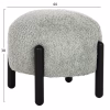 Stool EWAN C9596.05 Pistachio Boucle Fabric with Black Metal Legs Φ45x36Hcm