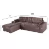 Corner Sofa-Bed CLANCY Left Corner with Storage Space Brown Fabric 308x181x92cm Corner Sofa-Bed CLANCY Left Corner with Storage Space Brown Fabric 308x181x92cm