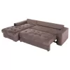 Corner Sofa-Bed CLANCY Left Corner with Storage Space Brown Fabric 308x181x92cm Corner Sofa-Bed CLANCY Left Corner with Storage Space Brown Fabric 308x181x92cm
