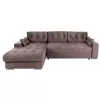 Corner Sofa-Bed CLANCY Left Corner with Storage Space Brown Fabric 308x181x92cm Corner Sofa-Bed CLANCY Left Corner with Storage Space Brown Fabric 308x181x92cm