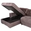 Corner Sofa-Bed CLANCY Left Corner with Storage Space Brown Fabric 308x181x92cm Corner Sofa-Bed CLANCY Left Corner with Storage Space Brown Fabric 308x181x92cm