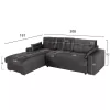 Corner Sofa-Bed CLANCY Left Corner with Storage Space Anthracite Fabric 308x181x92cm Corner Sofa-Bed CLANCY Left Corner with Storage Space Anthracite Fabric 308x181x92cm