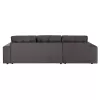 Corner Sofa-Bed CLANCY Left Corner with Storage Space Anthracite Fabric 308x181x92cm Corner Sofa-Bed CLANCY Left Corner with Storage Space Anthracite Fabric 308x181x92cm